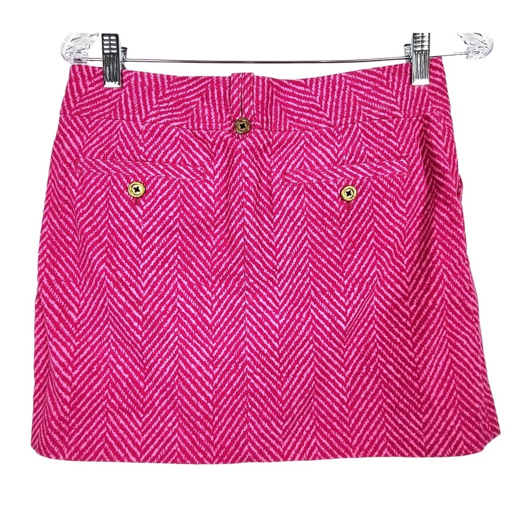 Lilly Pulitzer Hot Pink Pink Chevron Corduroy Mini Skirt Barbie Core Size 0 #500 - Picture 2 of 9
